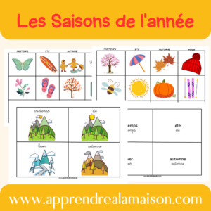 Activité pour enfant, activité scolaire, exercices, saisons de l'année