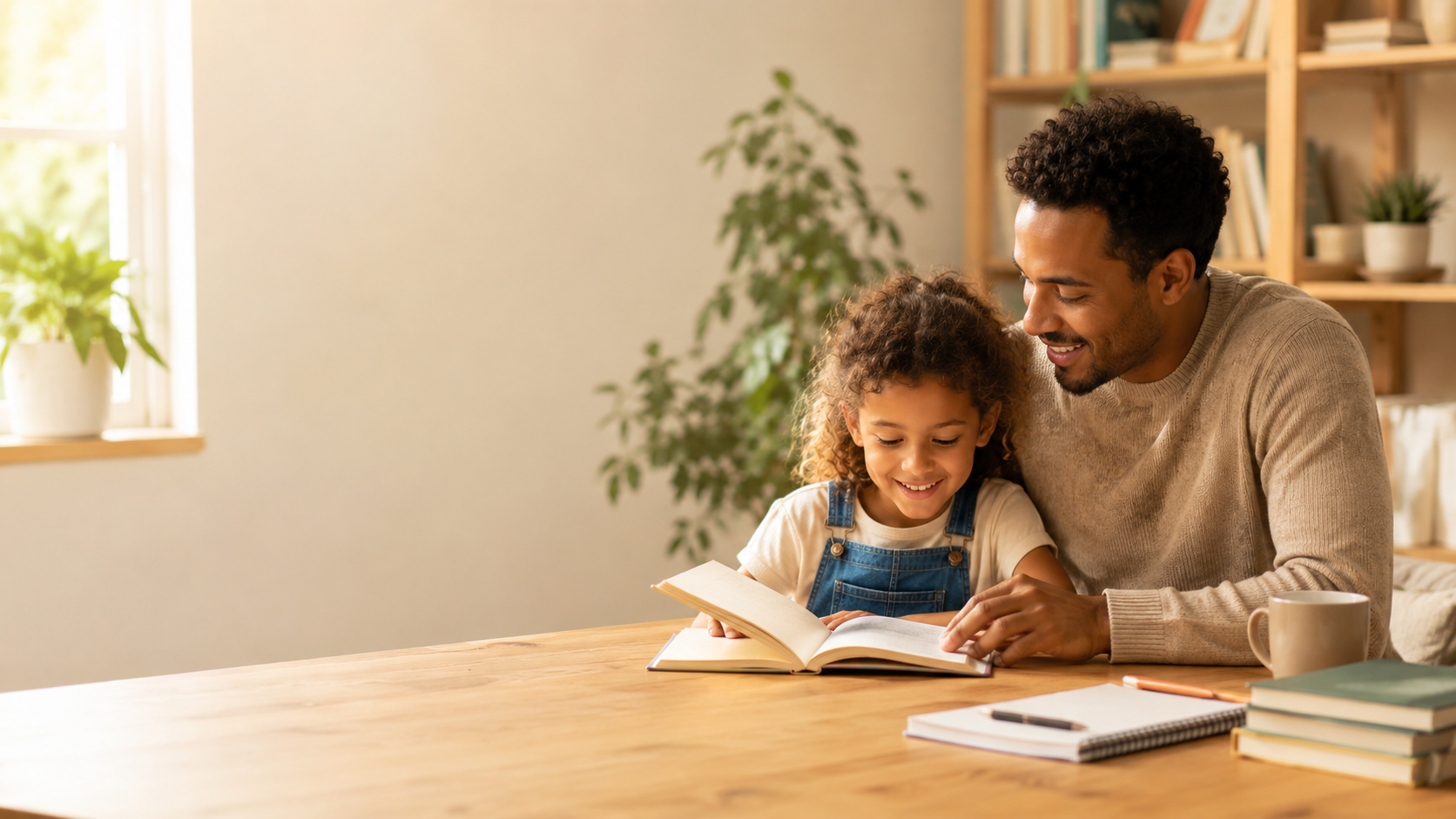 Parent accompagnant son enfant dans l'apprentissage
